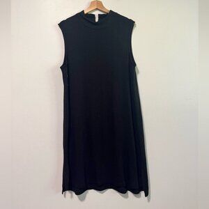 Riva Black Sleeveless Midi Dress with Silver Grommet Detail – Size L